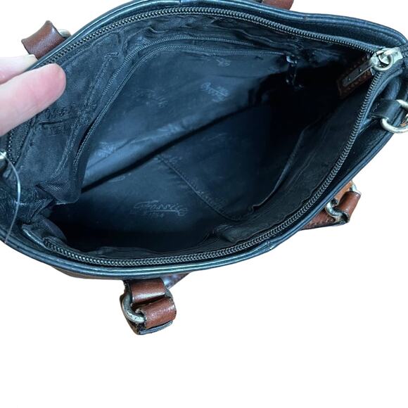 Fossil Vintage Y2K Pebbled Leather Crossbody Bag Black/Brown - Picture 6 of 10